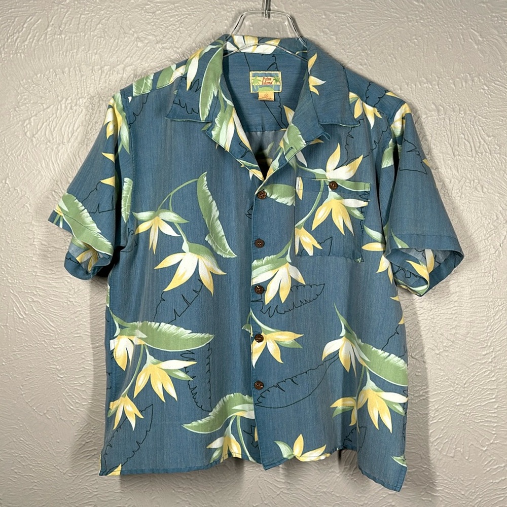 Palm Island Floral Tropical Print Button Up Shirt Men's Size XL